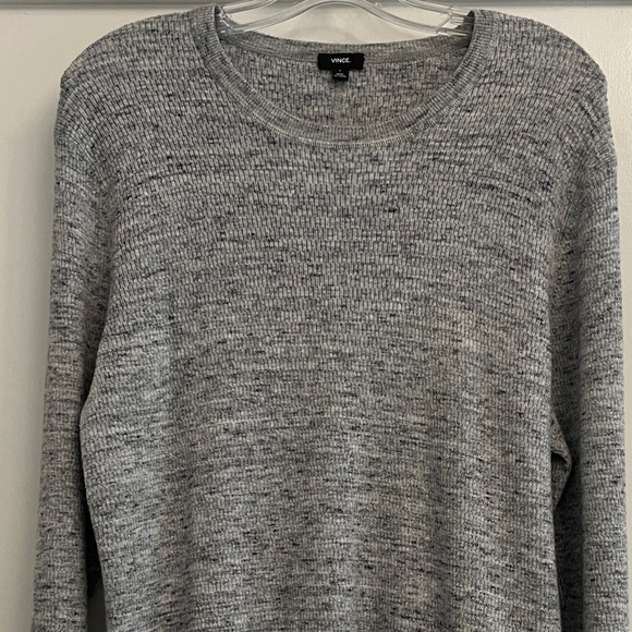 Vince Men's Knit Crewneck Thermal Sweater Sz L Heather gray NEW - Picture 4 of 5